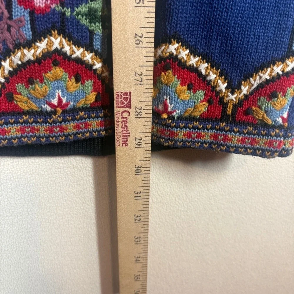 NOS Vtg 1993 Susan Bristol Sweater L Blue Embroidered Cottagecore French Country